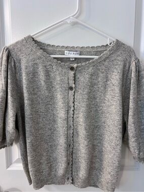 Miou Muse Light Heather Gray Short-Sleeve Cardigan